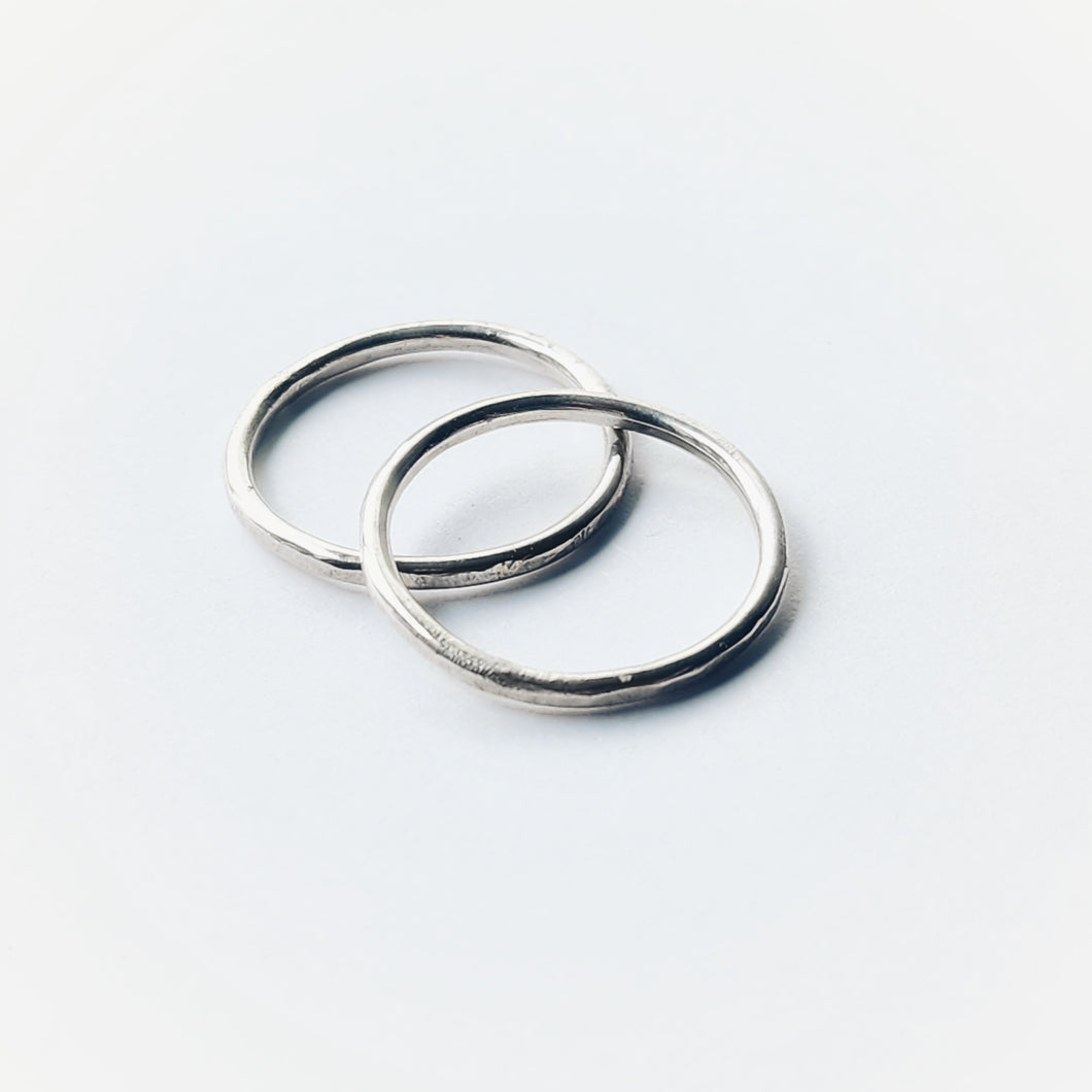 Set of 2 sterling silver stacking ring bands