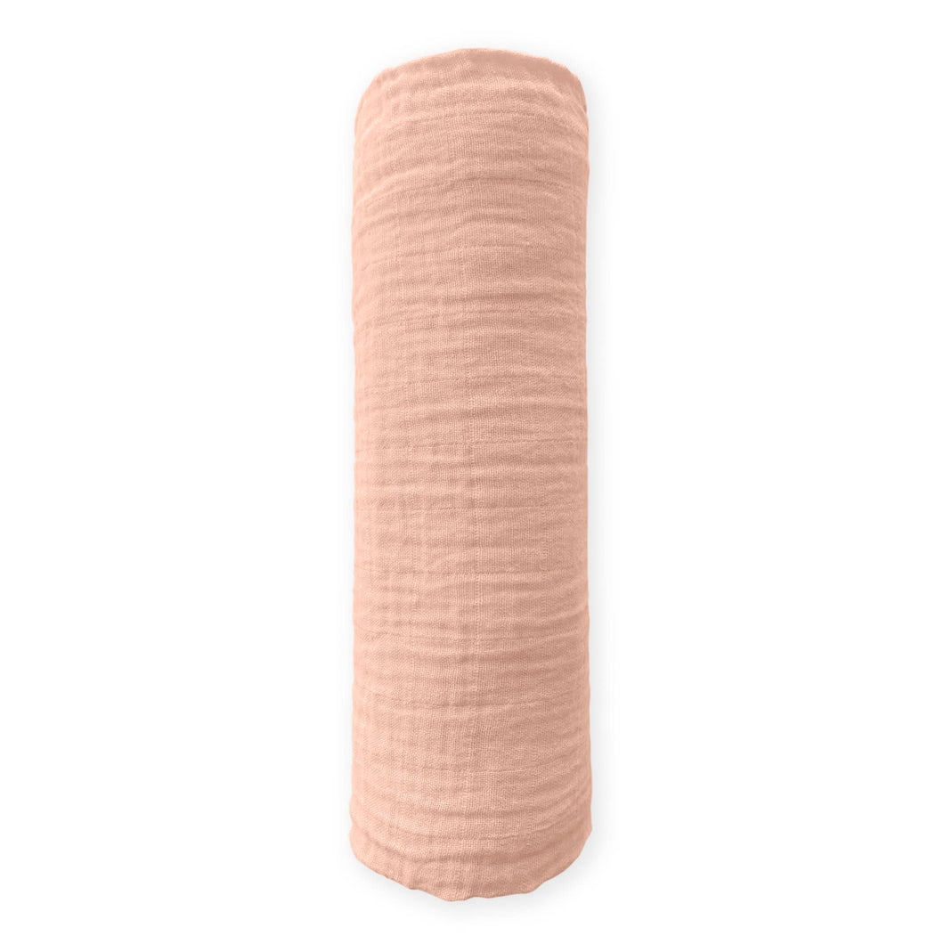 Peach Blush Muslin Swaddle Blanket, Premium Cotton